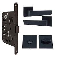 Комплект замка міжкімнатний CLASS 410B-S Kevlar (BS50*96мм) WC з ручками і воротком KEDR чорний